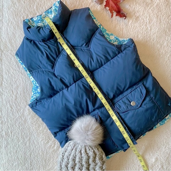 American Eagle Blue Reversible Down Puffer Vest Medium - Picture 2 of 10